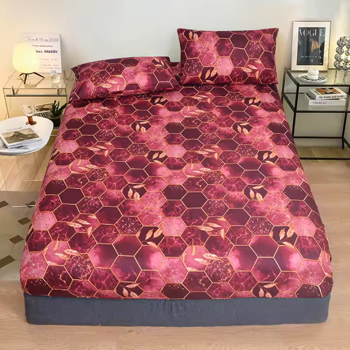 Bonenjoy-sábana con funda de almohada de estilo geométrico, Sábana bajera estampada, ropa de cama para el hogar, tamaño 90, 120, 150, 180 - 1
