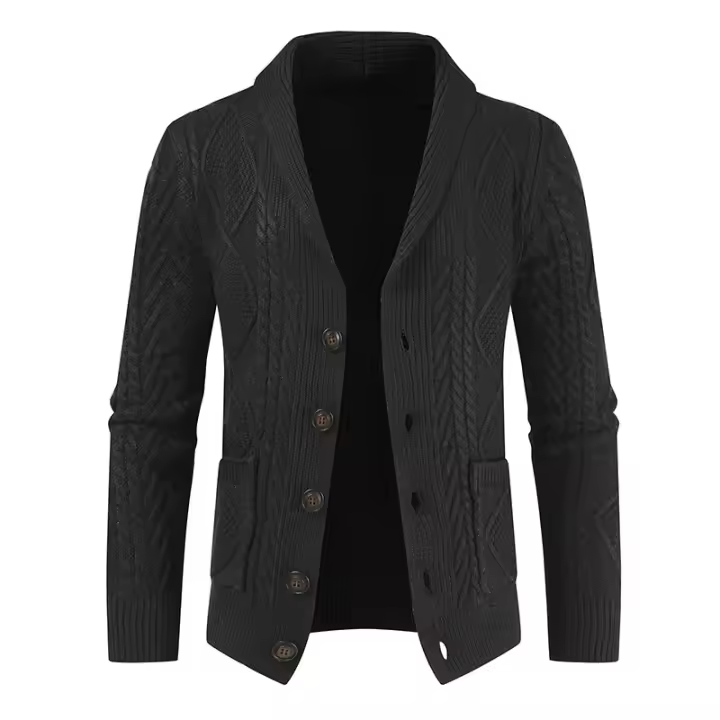2025 Cárdigan de punto de ganchillo para hombre, suéter suelto y grueso con cuello en V, chaqueta, - 1
