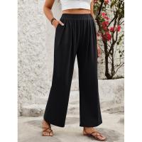 Pantalones sueltos y cómodos de pierna recta, pantalones de mujer con cintura elástica para - details 2