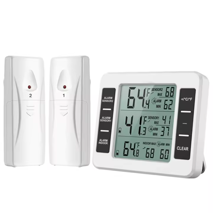 Termómetro Digital inalámbrico para refrigerador, Monitor de temperatura con 2 sensores para interior y exterior - 1