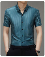Camisas para Hombres con Rayas Verticales Sin Costuras Sensación de Alta Gama, Vestuario Formaal Casual, Manga Corta, Moda para Hombres - details 3
