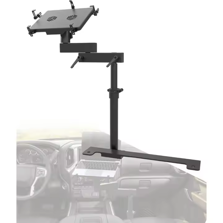 SPIRRELAB Soporte apto para Chevy Sierado, Tahoe, GMC Sierra 2019-2025, soporte de aluminio para tableta y portátil para camión, ventilador de refrigeración incorporado - 1