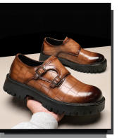 Nuevos zapatos de cuero, zapatos casuales de plataforma para hombre, zapatos de cuero con hebilla de moda. - details 4