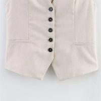PB&ZA2025casual chaleco sin mangas holgado y cómodo con cuello en V y botonadura sencilla para mujer, ideal para el verano. - details 9