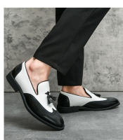 Moda solo zapatos bloque de negocios tallado con flecos pequeños zapatos de cuero - details 14