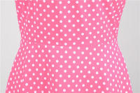 Vestido midi de línea A informal y elegante con cuello y manga corta para fiesta de lunares de verano para mujer - details 6