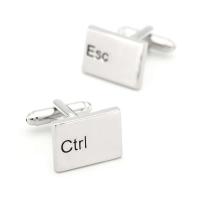 Gemelos para teclado de ordenador para hombre, plateados, material de latón de alta calidad, diseño ESC CTRL, venta al por mayor y al por menor - details 5