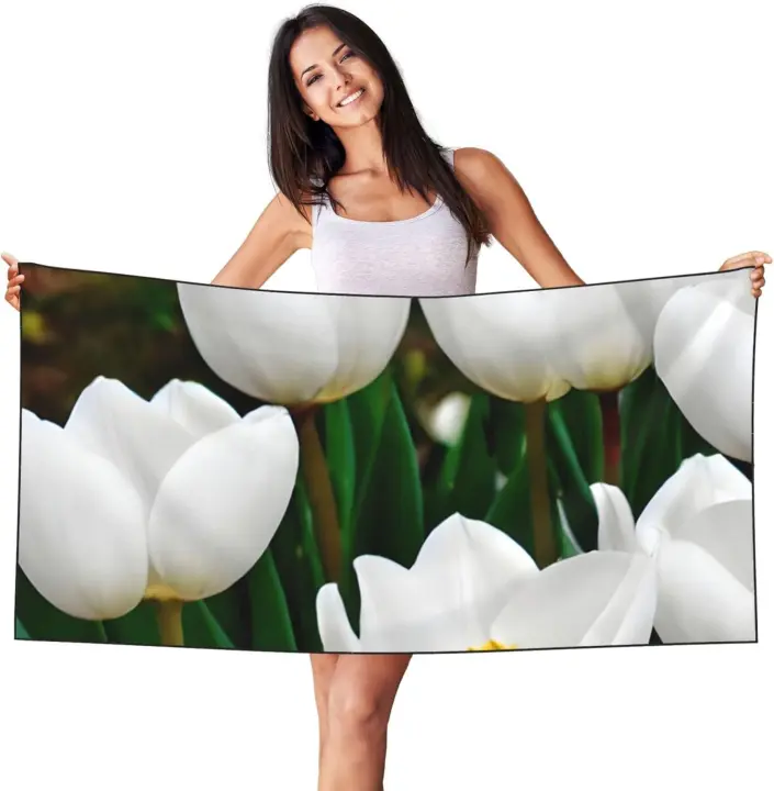 Toalla de piscina de hotel para las cuatro estaciones con estampado de vaca tulipán, alta absorción de agua, varios colores - 1