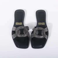 Y Sandalias de diamantes Moda Zapatillas de playa planas con punta abierta para mujer - details 9