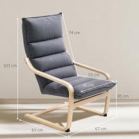 Silla de Butaca Moderna para Salón Alto Resalto, Brazo de Apoyo, Patas de Madera - details 2