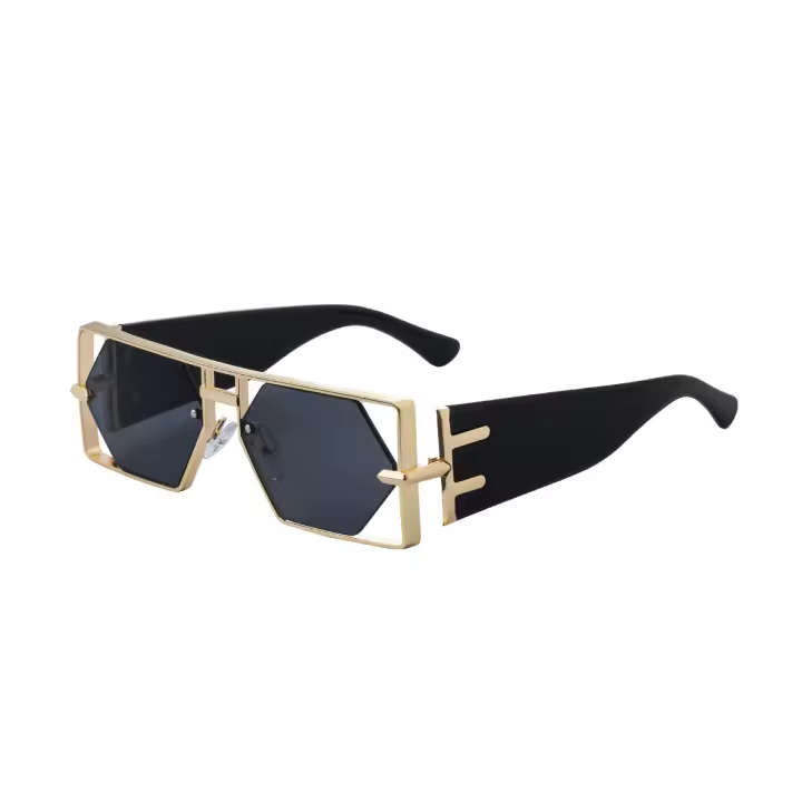 Gafas de sol cuadradas huecas de moda 2025 para hombre, personalidad, montura de metal de alta calidad, resistentes al sol. - 1