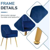 Respaldo Ergonómico, Sillas Tapizadas en Terciopelo para Salón, Comedor o Dormitorio, Azul, Espuma, Metal, 2 Unidades - details 5