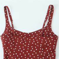 PB & ZA 2025, vestido informal con estampado de lunares rojos y tirantes con abertura, falda larga, novedad de verano, ropa para mujer - details 7