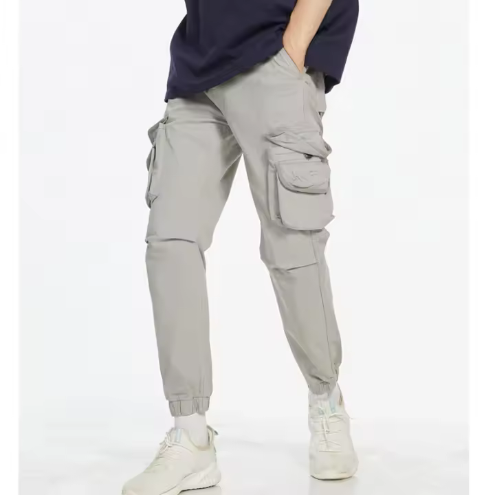 Pantalones Cargo de Otoño para Hombres Color Sólido, Múltiples Bolsillos, Trabajo y Ocio al Aire Libre - 1