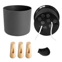 Sistema automático de riego y drenaje de plantas con patas de madera, ETA circular para pies, hierbas, bonsái de guardería, moderno - details 21