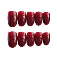 Uñas postizas sólidas y brillantes de color burdeos, fáciles de aplicar y quitar, salón de uñas para mujeres y niñas - details 3