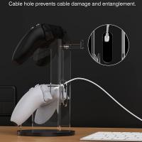 Soporte de exhibición acrílico de 2 capas para mando de juegos, transparente, con soporte para auriculares, colgador, controlador de juego inalámbrico, ahorro de espacio - details 2