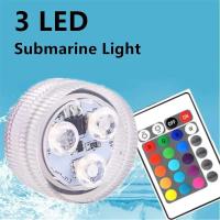 3 luces nocturnas RGB subacuáticas con control remoto LED, batería para pecera, piscina, luces de boda - details 6