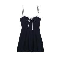 Vestido corto de corte A con material de lazo Forro de poliéster sin mangas - details 1