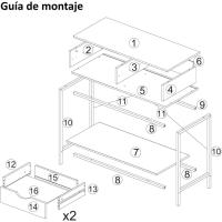 Consola con 2 cajones de Metal Blanco y MDF de 80x30x75 cm - details 22
