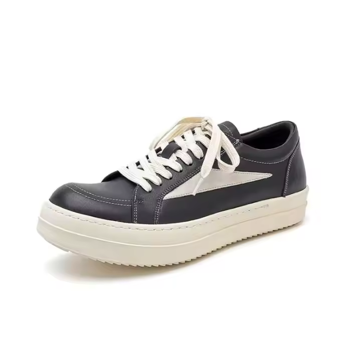 Nuevas zapatillas de deporte al por mayor para hombre, patines, zapatillas para mujer, talla grande 38-46, zapatos gruesos negros con cordones de cuero genuino, marca - 1