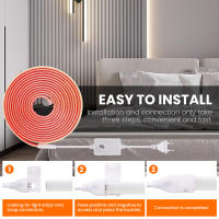 Tira de luces LED COB regulable de 220V con adhesivo, enchufe europeo, cinta Flexible impermeable IP65, Luz lineal de alta densidad - details 9