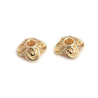 50 Uds. De cuentas redondas de latón de Color dorado de 18K, tapas de hojas de árbol y flores, suministros para hacer cuentas de joyería, accesorios Diy - details 17