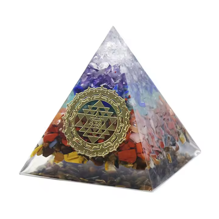 Pirámide de orgón de 7 Chakras para Reiki, cristales y piedras curativas, generador de energía de orgonita, meditación, equilibrio, adorno de decoración del hogar - 1