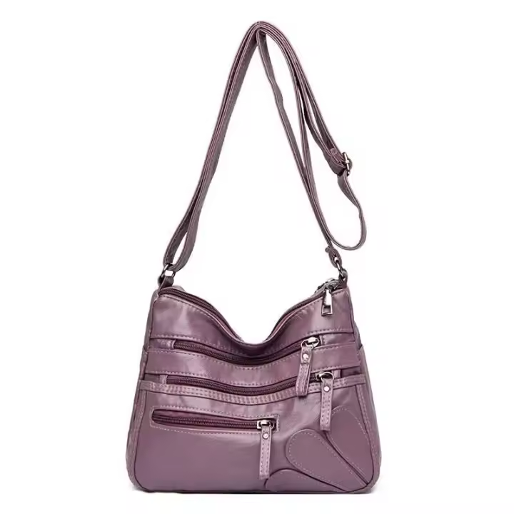 Bandolera pequeña vintage de piel sintética para mujer, bolso de hombro informal de doble capa, bolso de compras para teléfono - 1