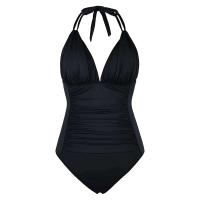 Bikini de mujer de una pieza con pecho acolchado, sin sujetador de baño de acero TRE de color liso - details 9