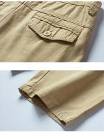 Shorts De Verano Para Hombre 100% Algodón Sólido Calidad Superior Ropa Social Casual Bermudas Sueltas De Lujo En Caqui Joggers De Perna Larga Cierre De Cremallera - details 10