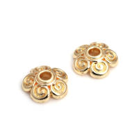 50 Uds. De cuentas redondas de latón de Color dorado de 18K, tapas de hojas de árbol y flores, suministros para hacer cuentas de joyería, accesorios Diy - details 67