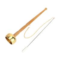 Meditation Prayer Bell,Buddhist Wooden Handle Brass Hand Bell,Temple Dharma Ritual Utensil,Singing Scripture Implement