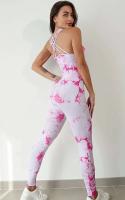 Levantamiento de cadera deportivo para fiesta de yoga teñido con lazo sin costuras, mono trasero de una pieza, mallas para mujer, ropa deportiva para gimnasio - details 9