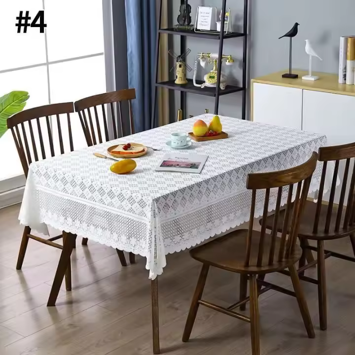 Tela ENCE retro blanca, mesa, cocina, cena, mantel, decoración del hogar y salón - 1