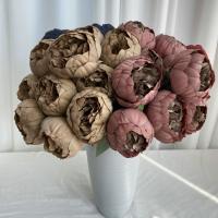 Arreglo floral de estilo nórdico, 10 cabezas de peonías, arte Floral redondo, peonías artificiales, flor Flexible hecha a mano para fiesta - details 3