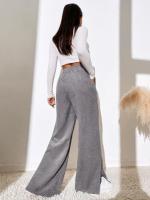 Pantalones de pana para mujer, pantalón liso con abertura, pierna recta, cintura alta, ancho, otoño, elegante y Original - details 5