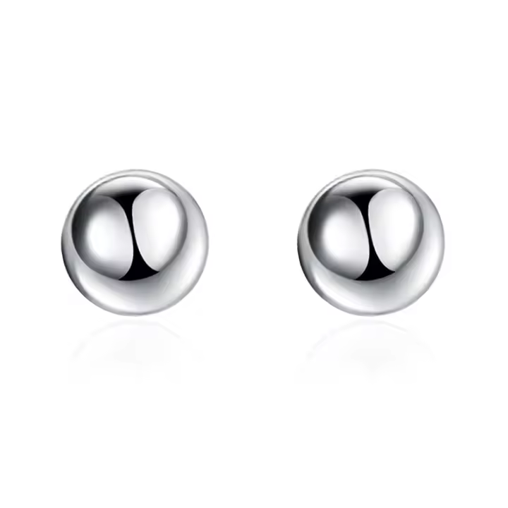 Pendientes de tuerca de cuentas de Plata de Ley 925, 8/10 MM, joyería de encanto - 1