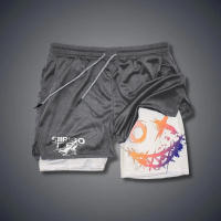 Pantalones Cortos de Fitness de Doble Capa Secado Rápido Diseño de Cara Sonriente - details 4