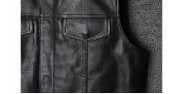 Chaleco sintético clásico para hombre, ropa elegante con cuello levantado para moto, con , - details 6