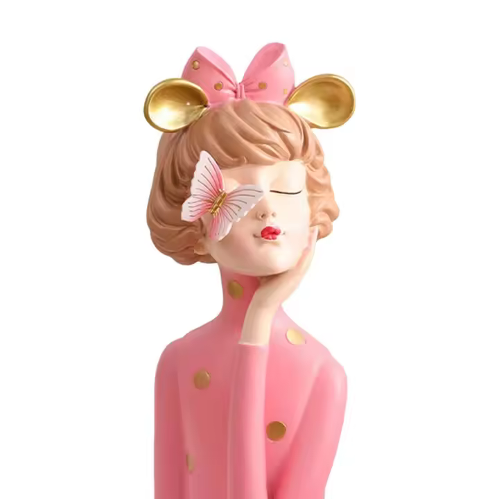 Estatua de niña de escritorio elegante y moderna, escultura decorativa hecha a mano de mariposa para niña, estatuilla para sala de estar - 1