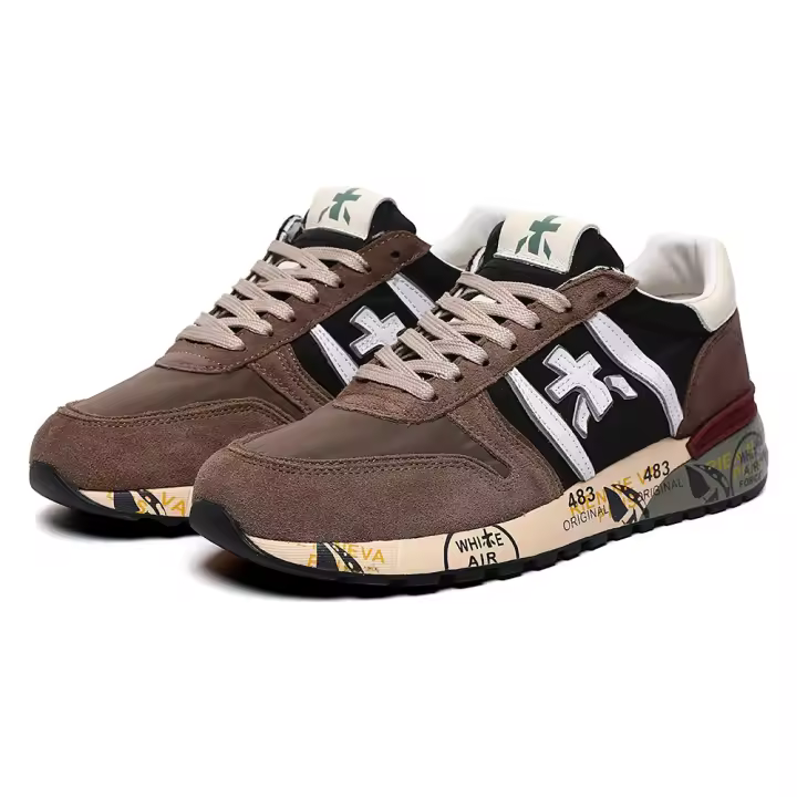 Moda nuevos zapatos masculinos con zapatillas deportivas casuales de cuero retro transpirables de suela gruesa - 1
