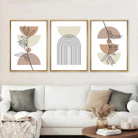DHROOM Arte de Lienzo de Hoja Geométrica de Boho Póster Moderno Abstracto Verde para Decoración de Sala de Estar - details 1