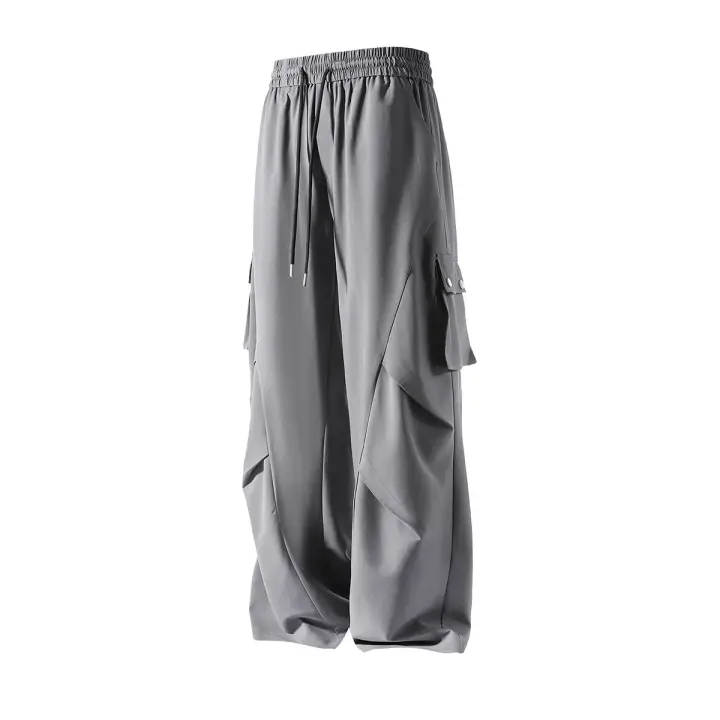 Pantalón de Cintura Elástico para Hombres Estilo Casual con Bolsillos Laterales - 1
