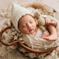 Fotos de Recién Nacido Envoltura Elástica Conjunto de Fotos para Niña Cesta de Ratán Tejida - details 3