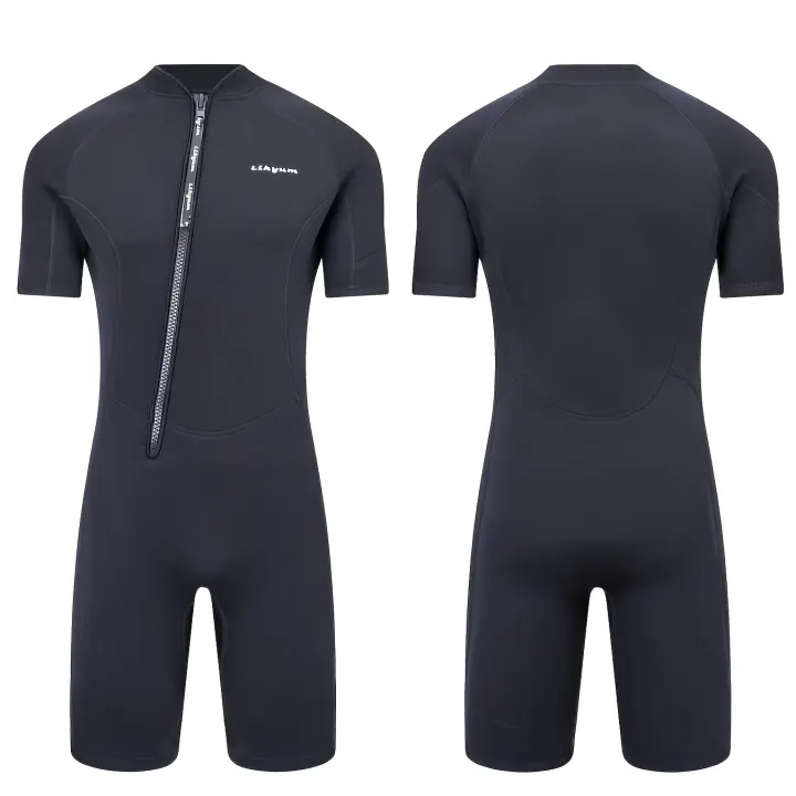 Traje de neopreno de manga corta con cremallera para hombre, para esnórquel, natación, surf, kayak y fitness - 1