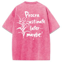 Procra Astinate Later Maybe Print-camisetas lavadas para mujer, camisetas informales de verano, Top deportivo de manga corta suave y cómodo a la moda - details 21
