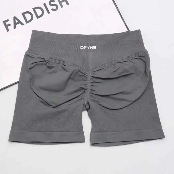 Pantalones Cortos de Silicona de Cintura Alta para Mujeres Dfyne Pantalones Ajustados sin Costuras para Deportes, Levantamiento de Manchas, Yoga - 1