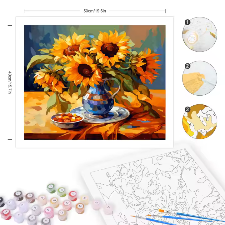 RUOPOTY-pintura por números para adultos, regalos originales, imágenes por números, flor del sol, colorear por números, decoraciones para el hogar - 1
