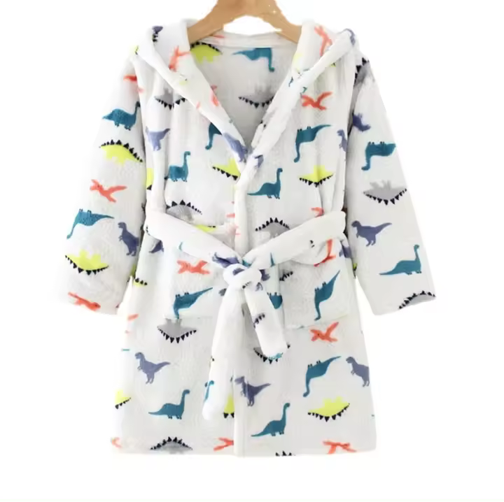 Bata con estampado de Dibujos animados, ropa de dormir para niños y niños, invierno y primavera - 1